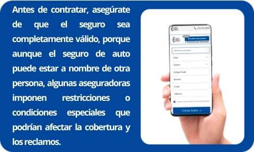 el seguro de auto puede estar a nombre de otra persona